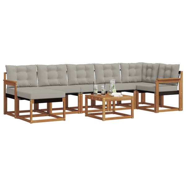 vidaXL K&uuml;lt&eacute;ri kanap&eacute; szett 8 pcs Term&eacute;szetes &eacute;s Vil&aacute;gossz&uuml;rke