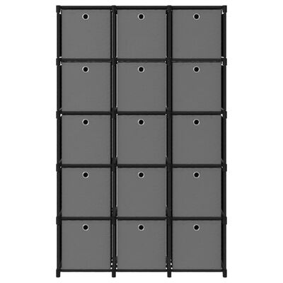 vidaXL 15 rekeszes fekete szövet polc dobozokkal 103 x 30 x 175,5 cm