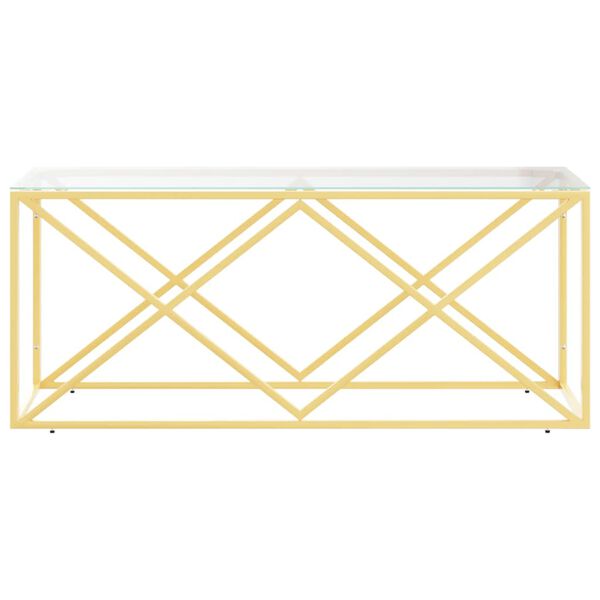 vidaXL üveg és rozsdamentes acél dohányzóasztal 110x45x45 cm