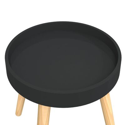 vidaXL 3 szintes fekete szerelt fa/tömör fenyőfa kisasztal 38x38x40 cm