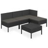 vidaXL 5 r&eacute;szes fekete polyrattan kerti &uuml;lőgarnit&uacute;ra p&aacute;rn&aacute;kkal