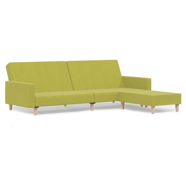 vidaXL k&eacute;tszem&eacute;lyes z&ouml;ld sz&ouml;vet kanap&eacute;&aacute;gy l&aacute;btart&oacute;val