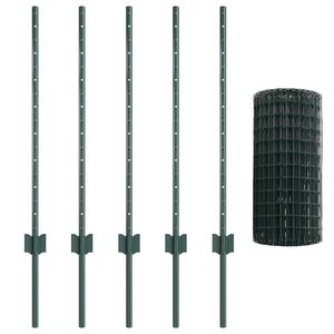 vidaXL Eur&oacute;pai ker&iacute;t&eacute;s oszloppal 10 x 0,8 m PVC-bevonatos ac&eacute;l Z&ouml;ld