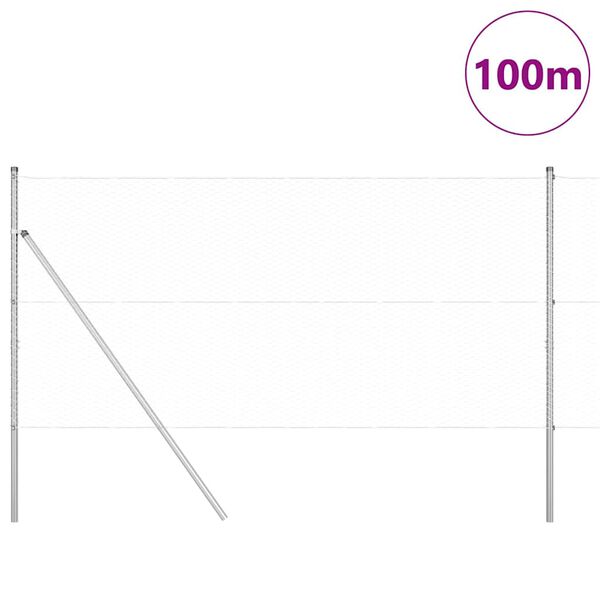 vidaXL Kerítés oszlopokkal Ezüst 1.2 x 100 m PVC-bevonatos acél