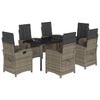 vidaXL 7 r&eacute;szes sz&uuml;rke polyrattan kerti &eacute;tkezőgarnit&uacute;ra p&aacute;rn&aacute;val