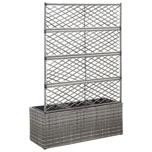 vidaXL szürke rácsos polyrattan magaságyás 3 kaspóval 83 x 30 x 130 cm
