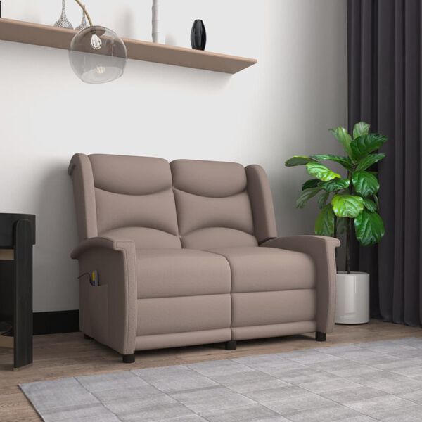 vidaXL 2 személyes tópszínű mikroszálas szövet dönthető masszázsfotel