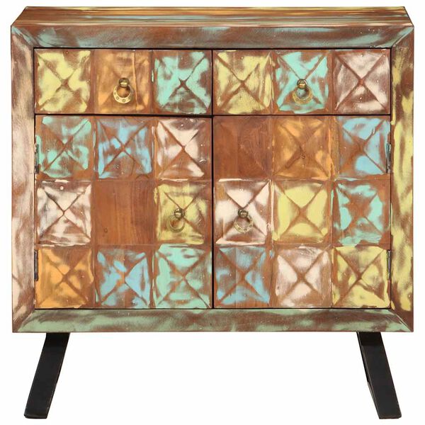 vidaXL t&ouml;bbsz&iacute;nű t&ouml;m&ouml;r &uacute;jrahasznos&iacute;tott fa fi&oacute;kos szekr&eacute;ny 70x35x70 cm