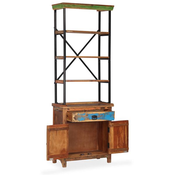 vidaXL t&ouml;m&ouml;r &uacute;jrahasznos&iacute;tott fa t&aacute;lal&oacute; polcokkal 65 x 30 x 180 cm