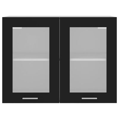 vidaXL fekete forgácslap függő üvegszekrény 80 x 31 x 60 cm