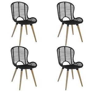 vidaXL 4 db fekete term&eacute;szetes rattan &eacute;tkezősz&eacute;k