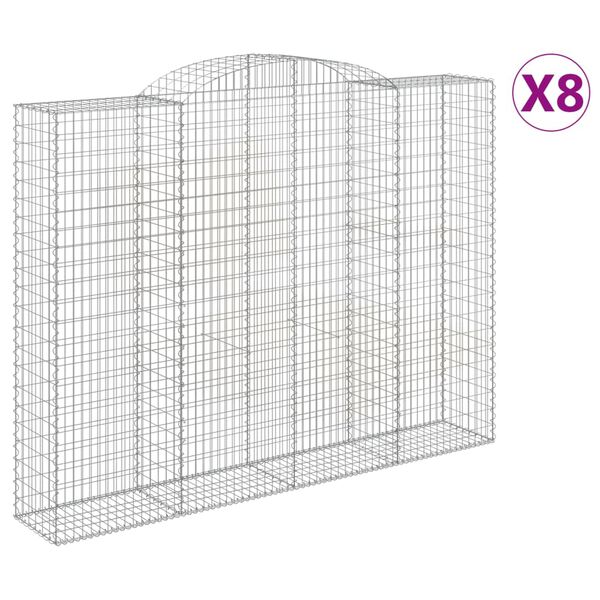 vidaXL 8 db íves horganyzott vas gabion kosár 300x50x220/240 cm