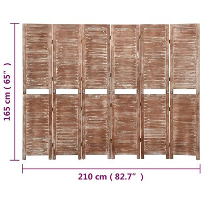 vidaXL 6 paneles barna tömör császárfa paraván 210 x 165 cm