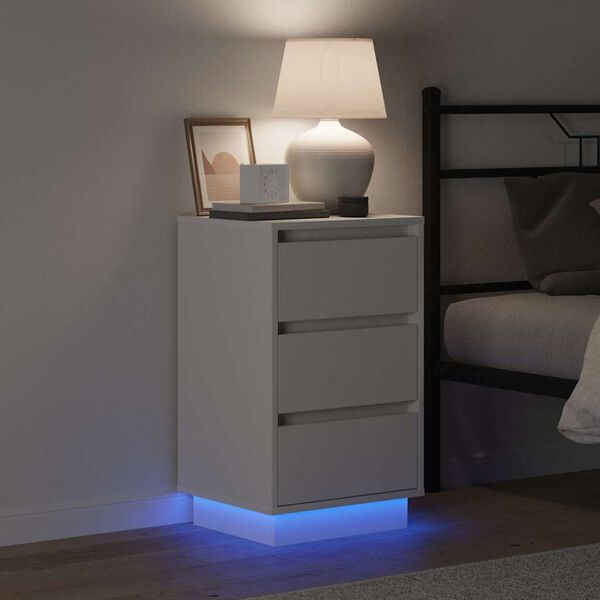 vidaXL &Eacute;jjeliszekr&eacute;ny fi&oacute;kkal Feh&eacute;r 39 x 34,5 x 65 cm Faanyag