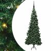 vidaXL Sarok Műkar&aacute;csonyfa 300 LED-del Z&ouml;ld 180 cm PVC &eacute;s f&eacute;m