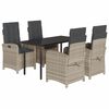vidaXL 5r&eacute;szes vil&aacute;gossz&uuml;rke polyrattan kerti &eacute;tkezőgarnit&uacute;ra p&aacute;rn&aacute;val