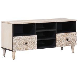 vidaXL TV szekr&eacute;ny fi&oacute;kkal Feh&eacute;r 100 x 33,5 x 46 cm T&ouml;m&ouml;r Mang&oacute;f&aacute;t