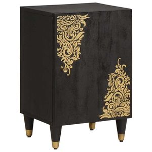 vidaXL Fürdőszoba Székény Fekete 38 x 33 x 58 cm Tömör Mangófát