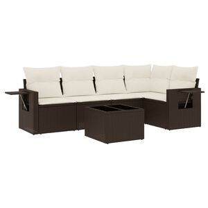 vidaXL 6 r&eacute;szes barna polyrattan kerti &uuml;lőgarnit&uacute;ra p&aacute;rn&aacute;val
