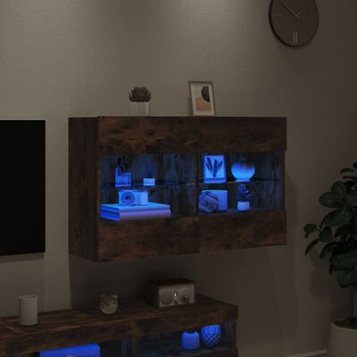 vidaXL füstös tölgy színű fali TV-szekrény LED-ekkel 98,5x30x60,5 cm