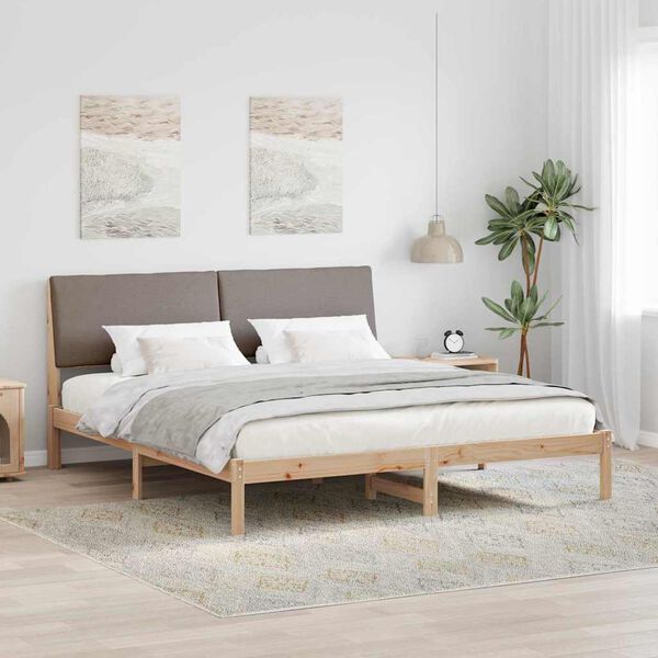 vidaXL &Aacute;gykeret fejt&aacute;ml&aacute;val Barna &eacute;s taupe 200 x 200 cm T&ouml;m&ouml;r fenyőfa