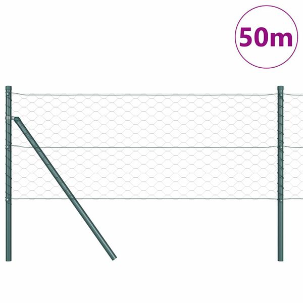 vidaXL Ker&iacute;t&eacute;soszlop Z&ouml;ld 50 x 0,6 m (50 mm h&aacute;l&oacute;) Ac&eacute;l &eacute;s PVC