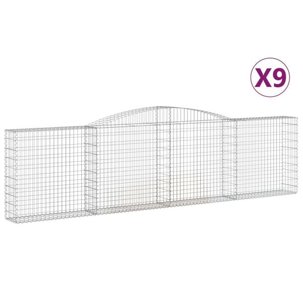 vidaXL 9 db íves horganyzott vas gabion kosár 400x30x100/120 cm
