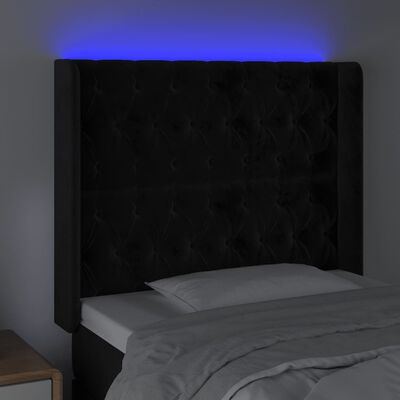 vidaXL fekete bársony LED-es fejtámla 103x16x118/128 cm