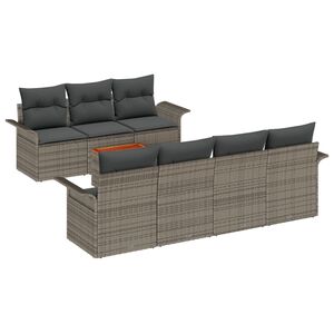 vidaXL Kerti Kanap&eacute; Szett t&aacute;rol&oacute;val 8 pcs Sz&uuml;rke polirattan