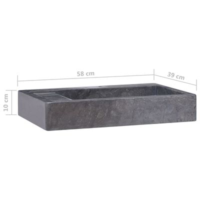vidaXL fekete márvány mosdókagyló 58 x 39 x 10 cm