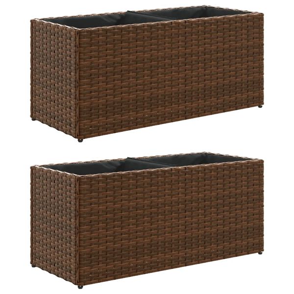 vidaXL 2 db barna polyrattan kerti &uuml;ltetől&aacute;da 2 cser&eacute;ppel 72x30x32 cm