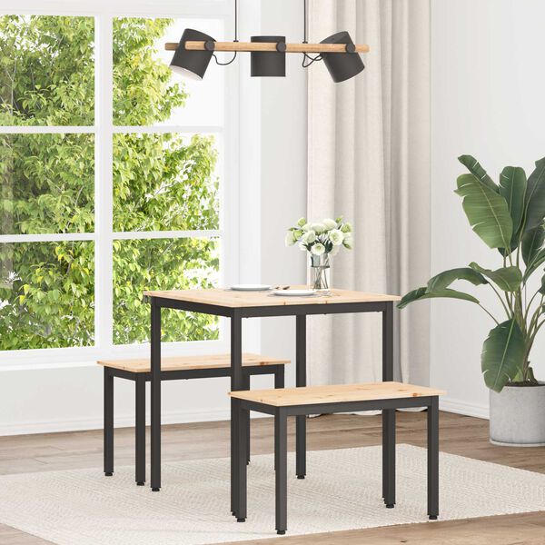 vidaXL &Eacute;tkezőasztal Term&eacute;szetes 70 x 70 x 75 cm T&ouml;m&ouml;r fenyőfa