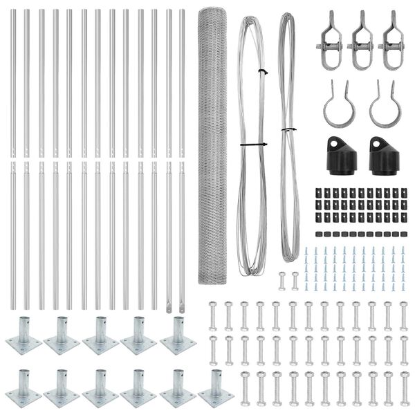 vidaXL Kerítés oszlopokkal Ezüst 1.4 x 25 m PVC-bevonatos acél