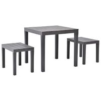vidaXL barna műanyag kerti asztal 2 paddal