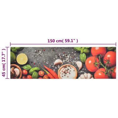 vidaXL mosható zöldségmintás bársony konyhai szőnyeg 45x150 cm