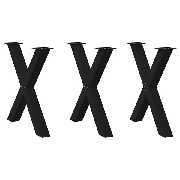 vidaXL 3 db X alak&uacute; &eacute;tkezőasztal l&aacute;b fekete 80 x (72-73) cm ac&eacute;l &eacute;tkezőasztal l&aacute;b