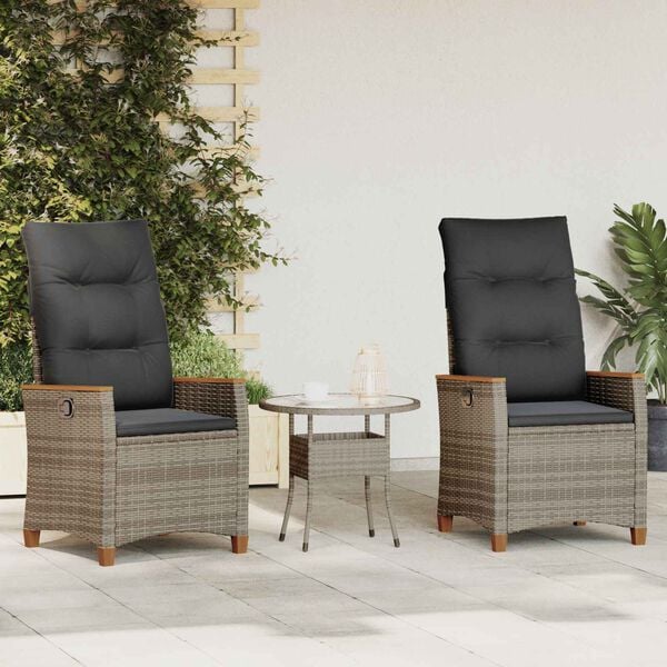 vidaXL Fekvő Kerti Sz&eacute;k Sz&uuml;rke &eacute;s s&ouml;t&eacute;tsz&uuml;rke 64 x 57,5 x 112 cm