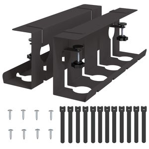 vidaXL Asztal alatti k&aacute;bel kezelő t&aacute;lca 2 db Fekete 43 x 10 x 15 cm