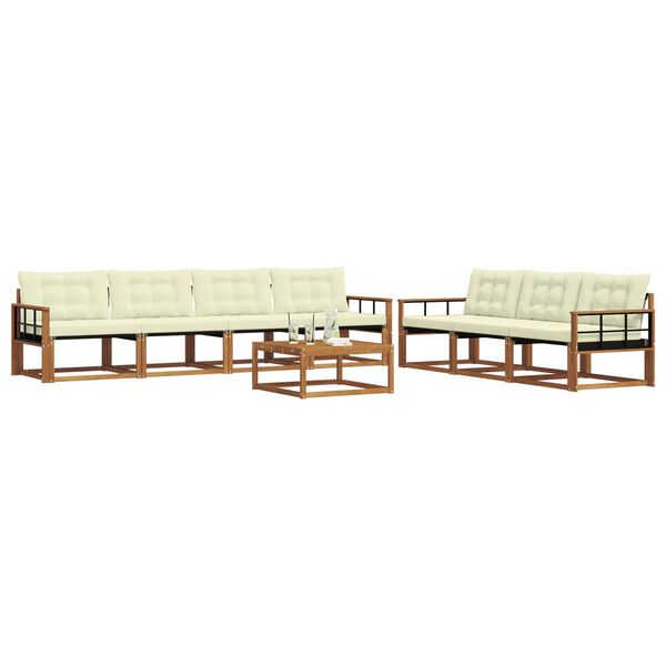 vidaXL K&uuml;lt&eacute;ri kanap&eacute; szett p&aacute;rn&aacute;val 8 pcs Term&eacute;szetes &eacute;s kr&eacute;msz&iacute;nű