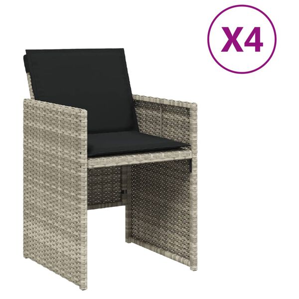 vidaXL 4 db világosszürke polyrattan kerti szék párnával
