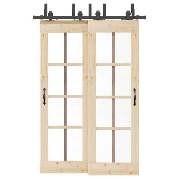 vidaXL fekete acél tolóajtó fémszerelék készlet 152,5 cm