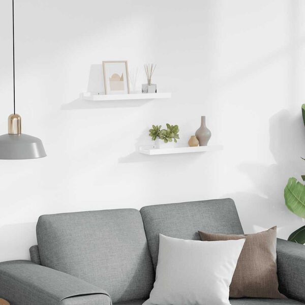 vidaXL 2 db feh&eacute;r MDF szeg&eacute;lypolc k&eacute;pkeretekhez 40 x 9 x 3 cm