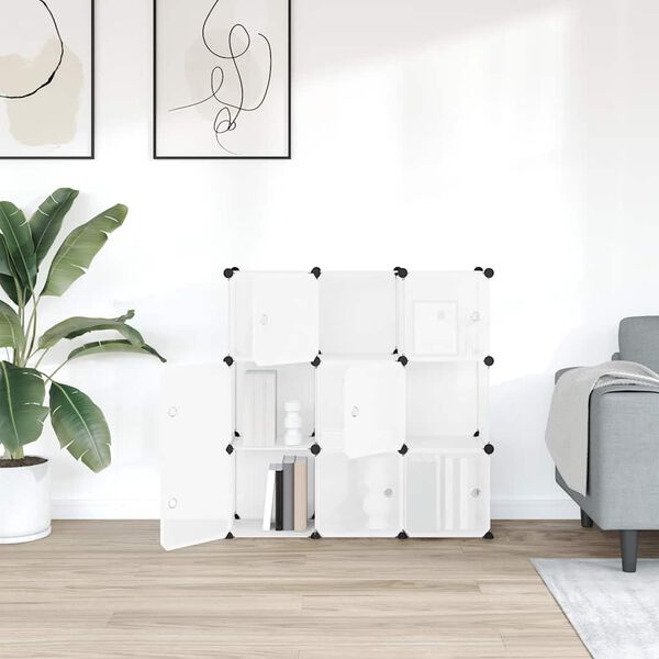 vidaXL &aacute;tl&aacute;tsz&oacute; PP t&aacute;rol&oacute;kocka-rendszerező 9 kock&aacute;val &eacute;s ajt&oacute;kkal