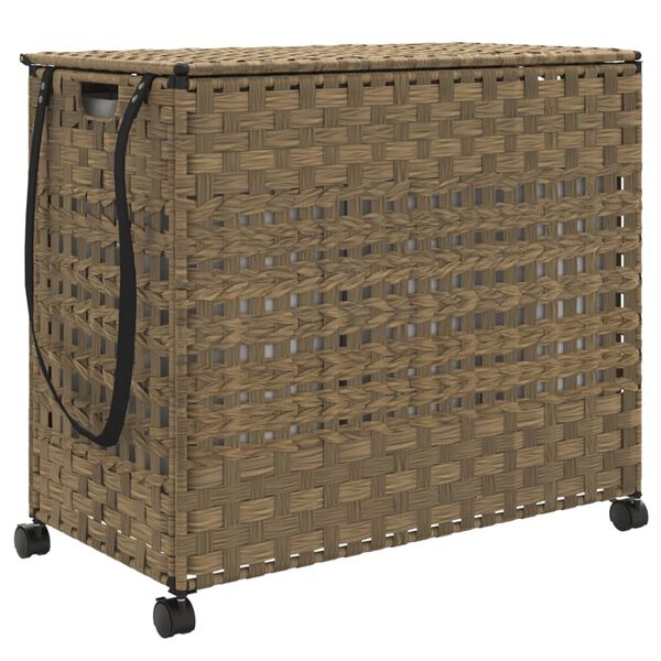 vidaXL rattan szennyeskos&aacute;r kerekekkel 66x35x60 cm