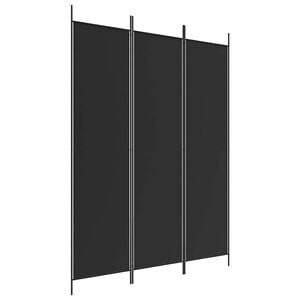 vidaXL 3 paneles fekete sz&ouml;vet t&eacute;relv&aacute;laszt&oacute; 150 x 200 cm