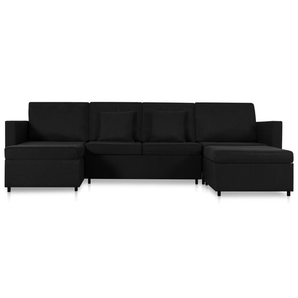 vidaXL fekete szövetkárpitozású négyszemélyes kihúzható kanapéágy