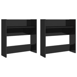 vidaXL 2 db magasf&eacute;nyű fekete szerelt fa fali cipősszekr&eacute;ny 60x18x60cm