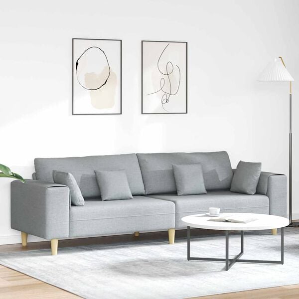 vidaXL Kanapé párnával Világosszürke 250 x 77 x 76 cm szövet
