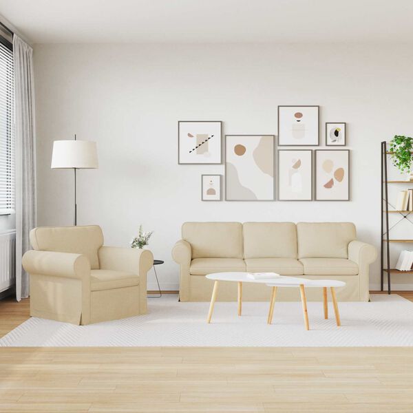 vidaXL Kanap&eacute; 2 pcs Kr&eacute;m 215 x 82 x 80 cm sz&ouml;vet