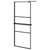 vidaXL fekete ESG &uuml;veg &eacute;s alum&iacute;nium zuhanyfal polccal 80 x 195 cm